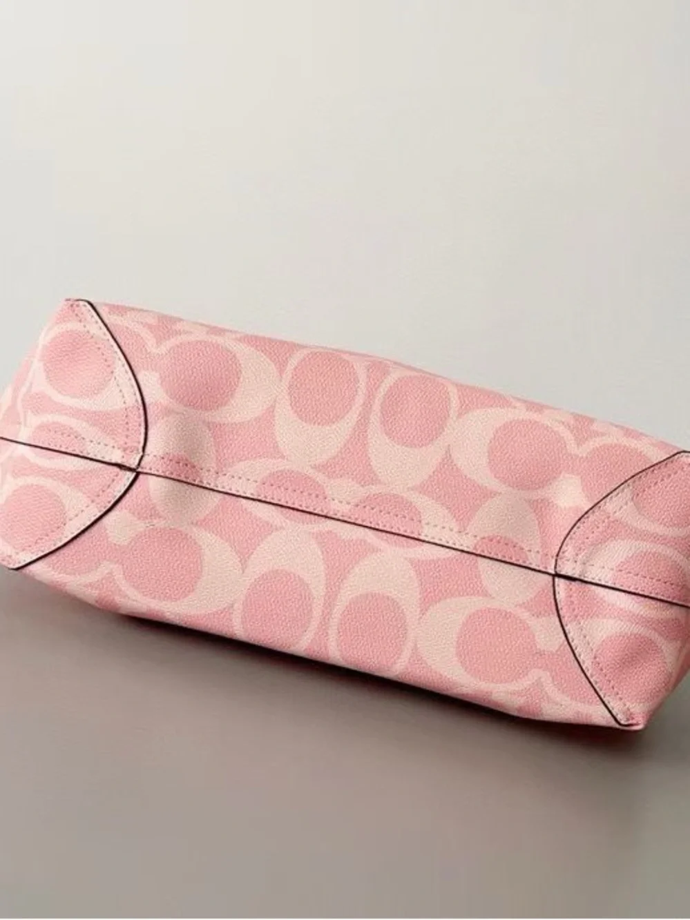 Coach Pink Signature Canvas Tote with Leather Handles